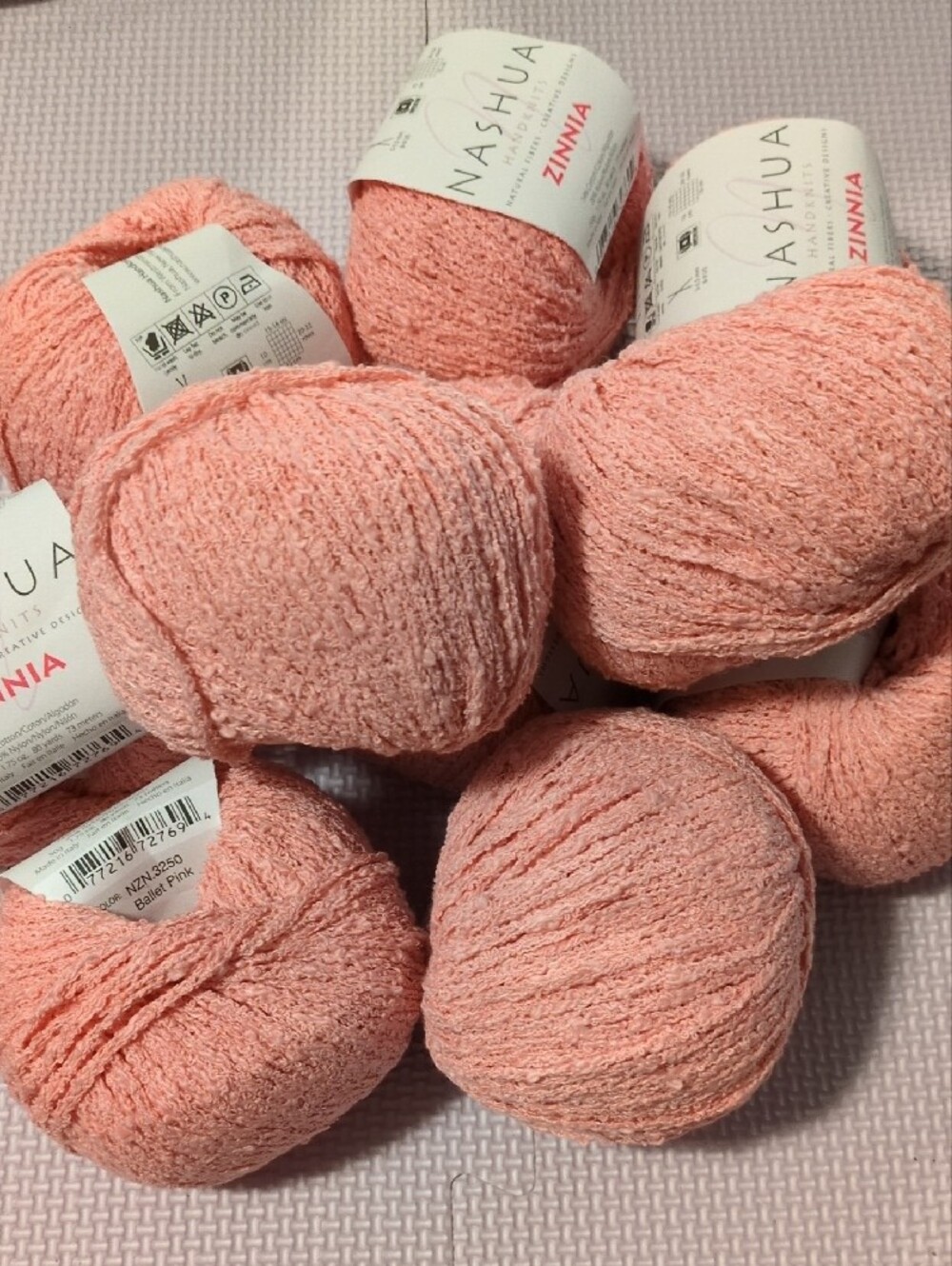 Nashua Handknits Zinnia Yarn - Cotton Blend Boucle - Ballet Pink (10 Skeins)